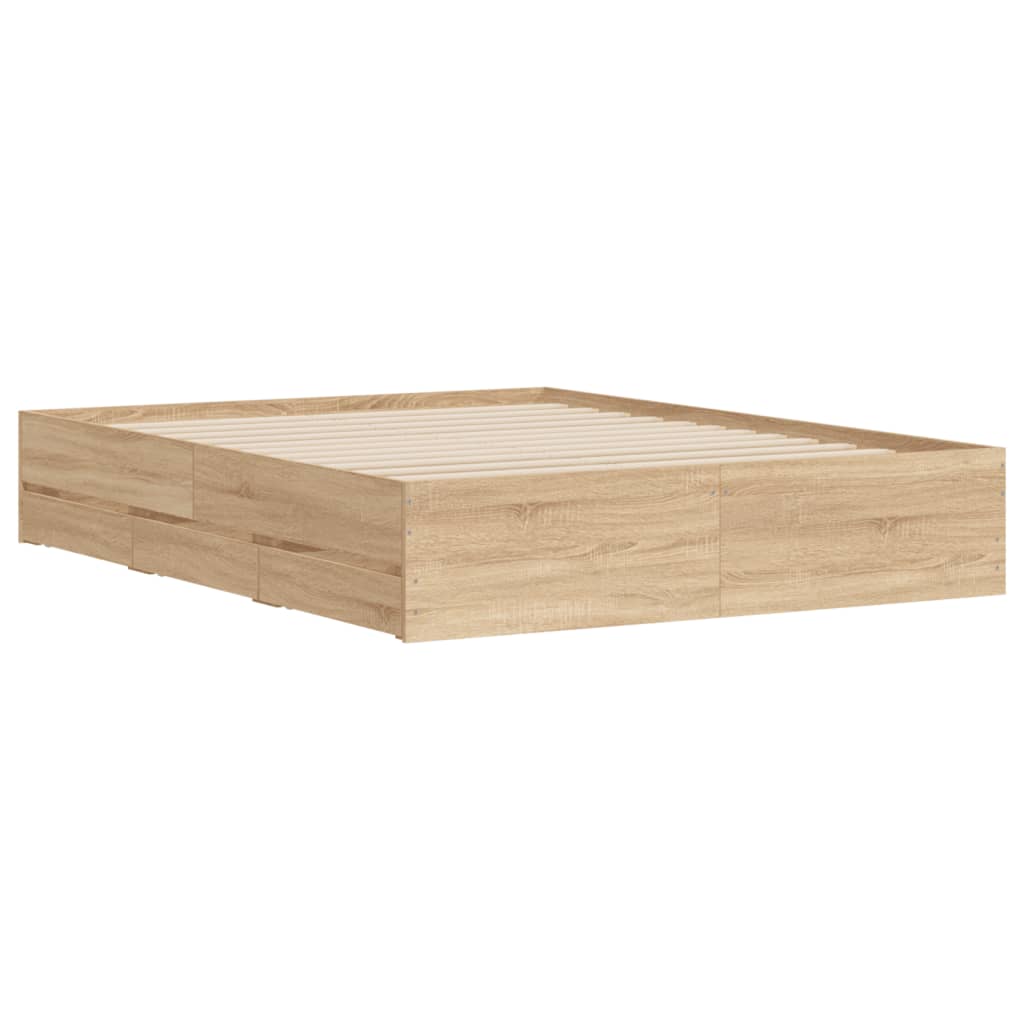 Okvir za krevet s ladicama boja hrasta 140x190 cm drveni