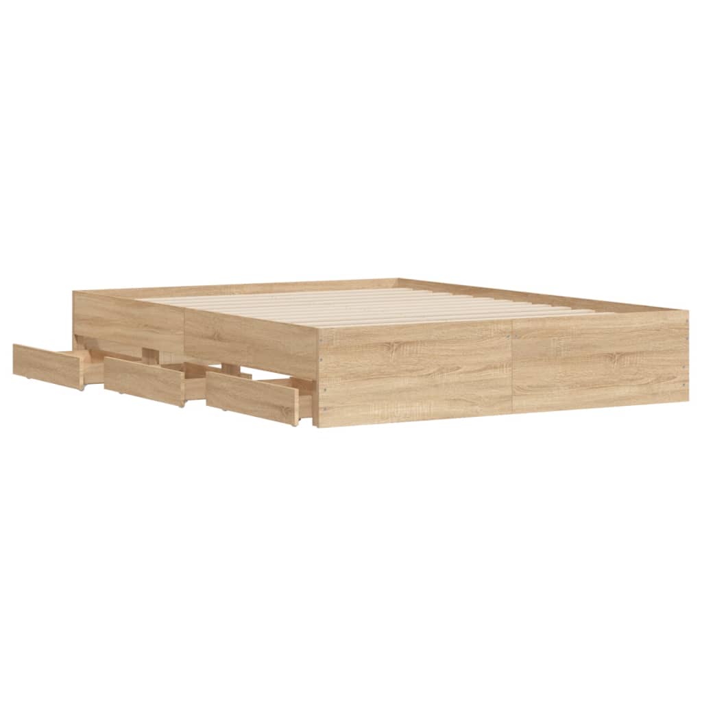 Okvir za krevet s ladicama boja hrasta 140x190 cm drveni