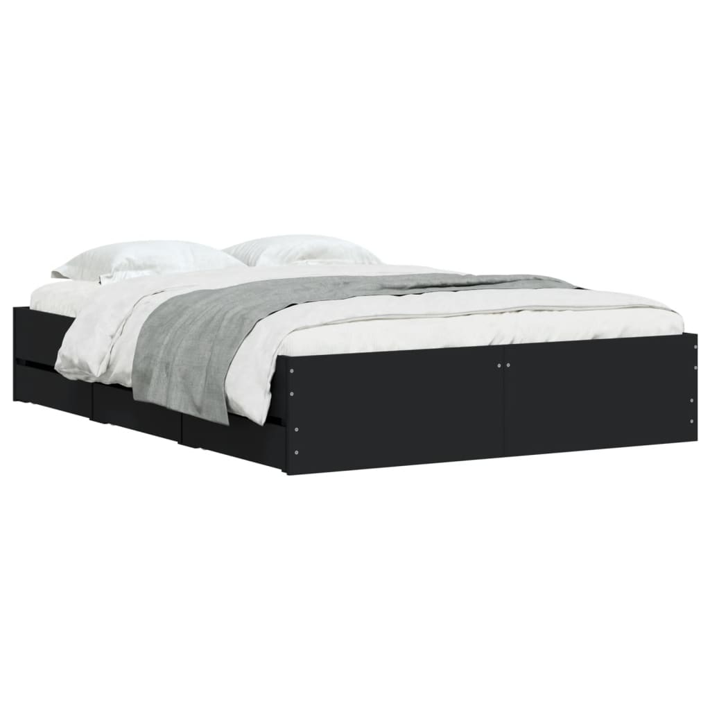 Okvir za krevet s ladicama crni 120x190 cm konstruirano drvo