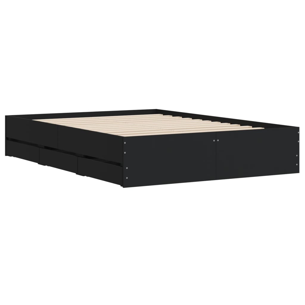 Okvir za krevet s ladicama crni 120x190 cm konstruirano drvo