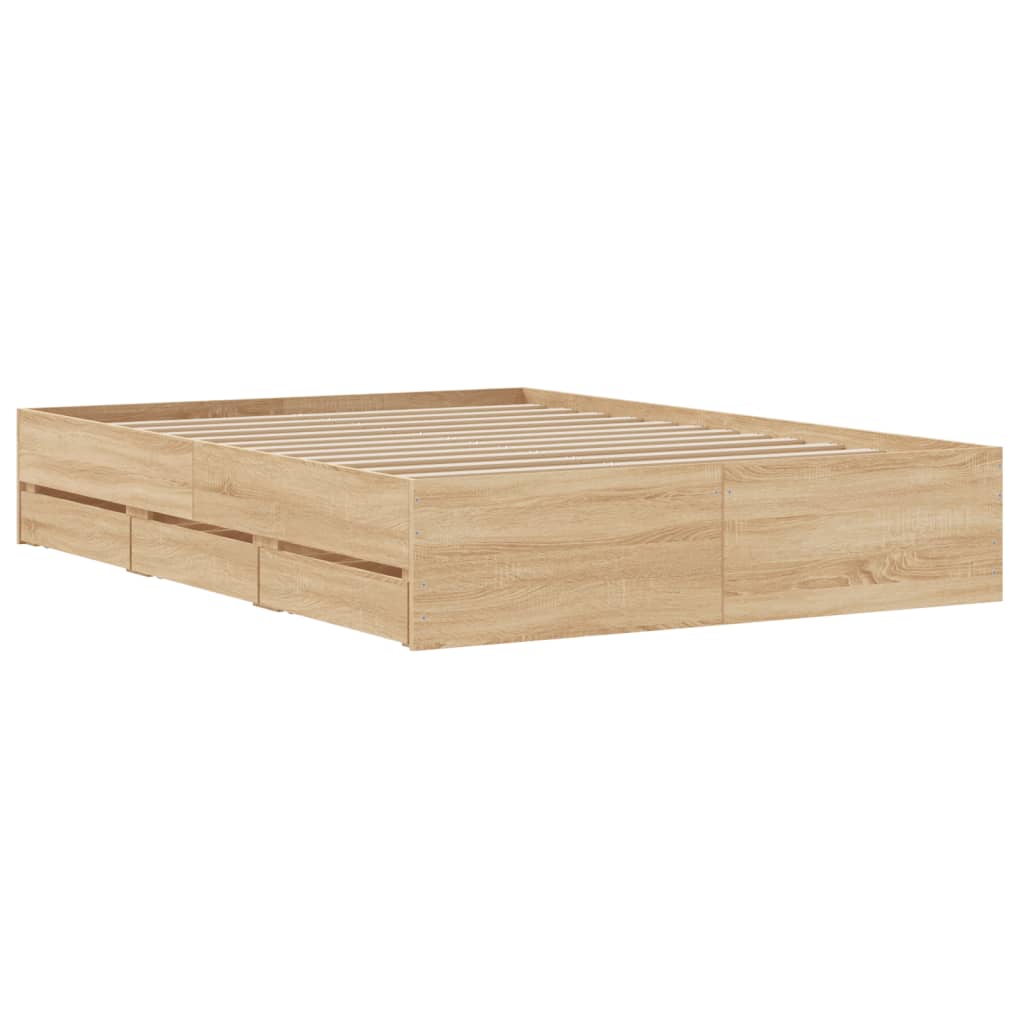Okvir za krevet s ladicama boja hrasta 120x190 cm drveni
