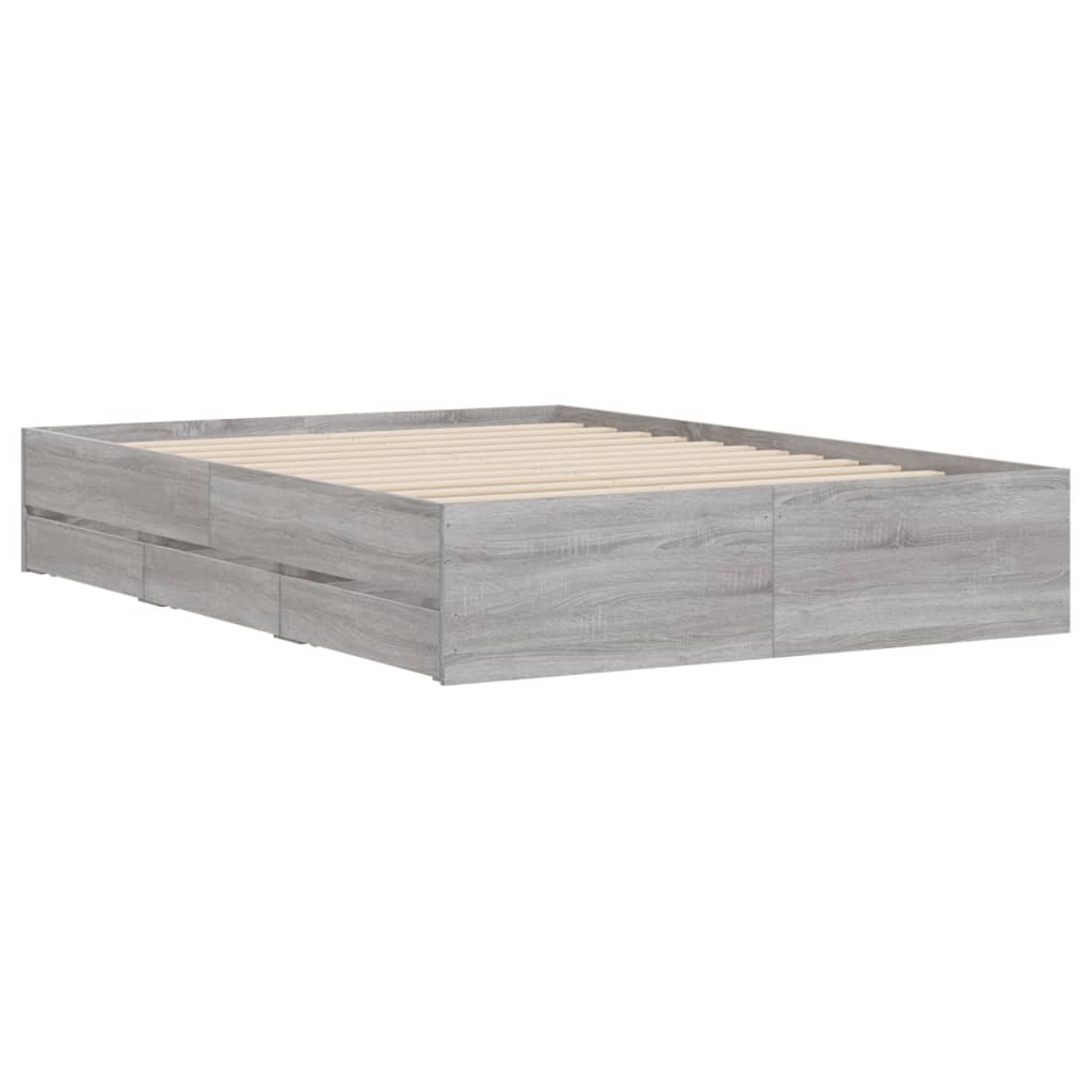 Okvir za krevet s ladicama boja sivog hrasta 120x190 cm drveni