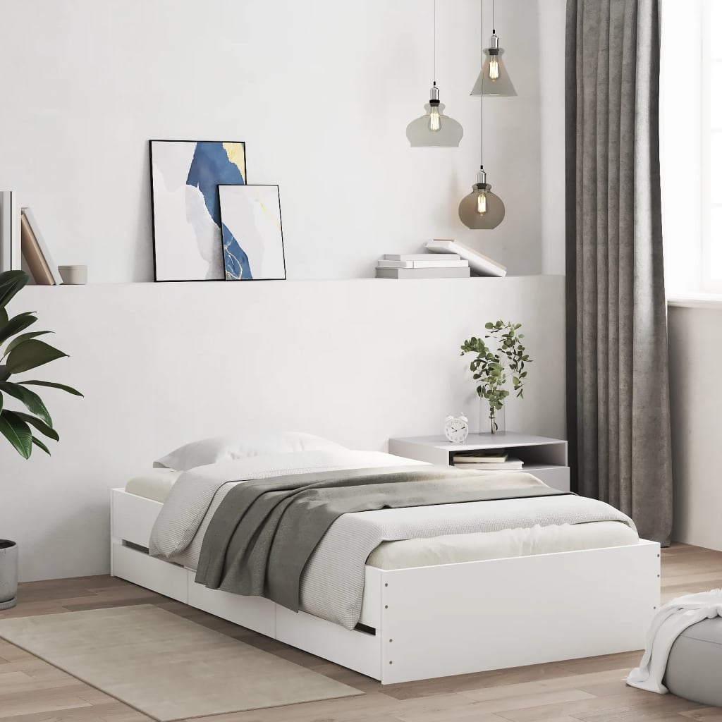 Okvir kreveta s ladicama bez madraca bijeli 75x190 cm