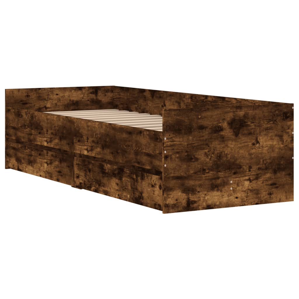 Okvir kreveta s ladicama boja dimljenog hrasta 100 x 200 cm