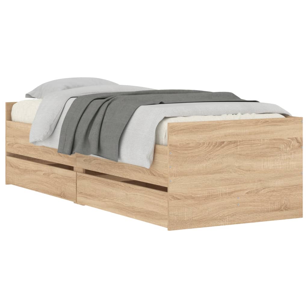 Okvir kreveta s ladicama boja hrasta 90x200 cm