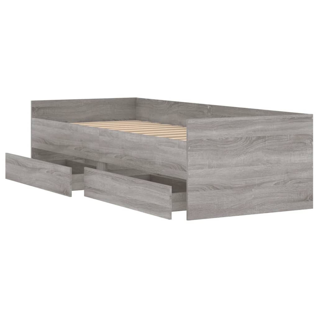 Okvir kreveta s ladicama siva boja hrasta 90x200 cm
