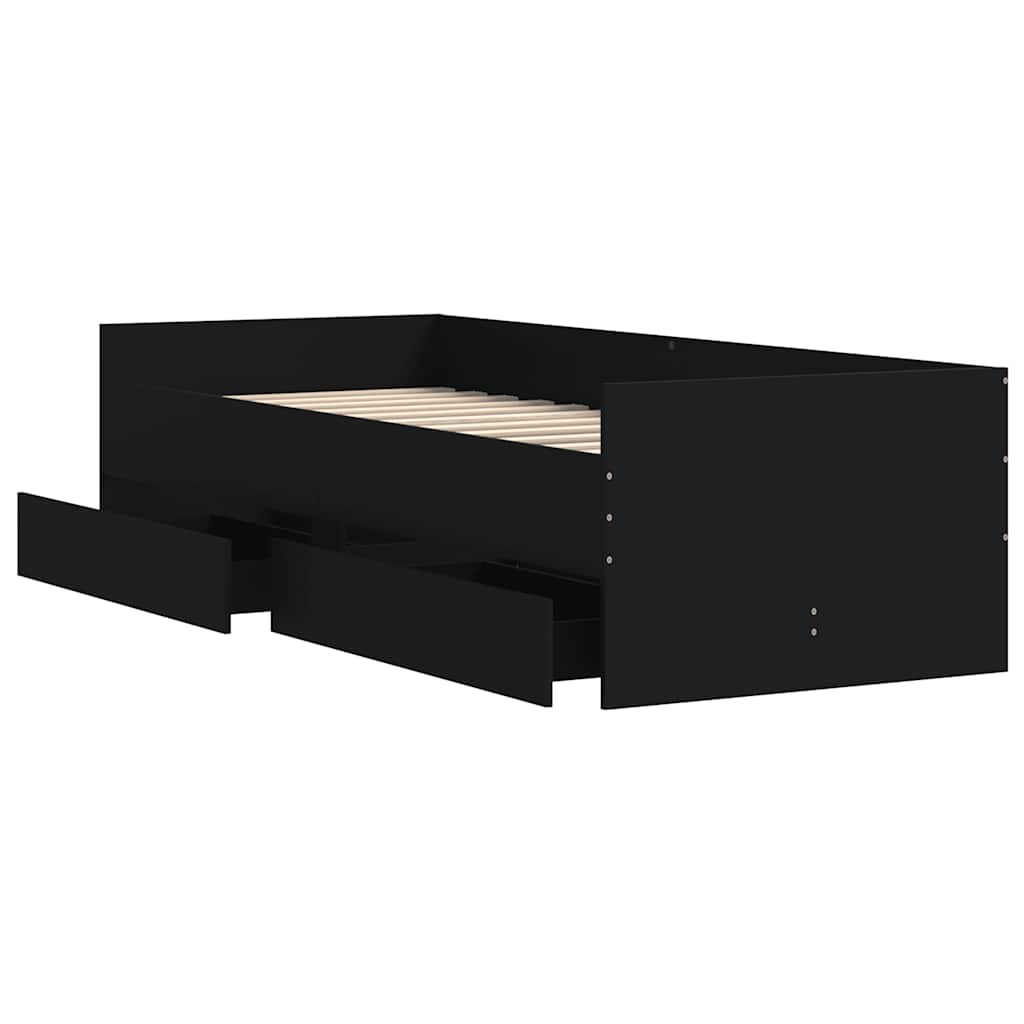 Okvir kreveta s ladicama crni 90 x 190 cm