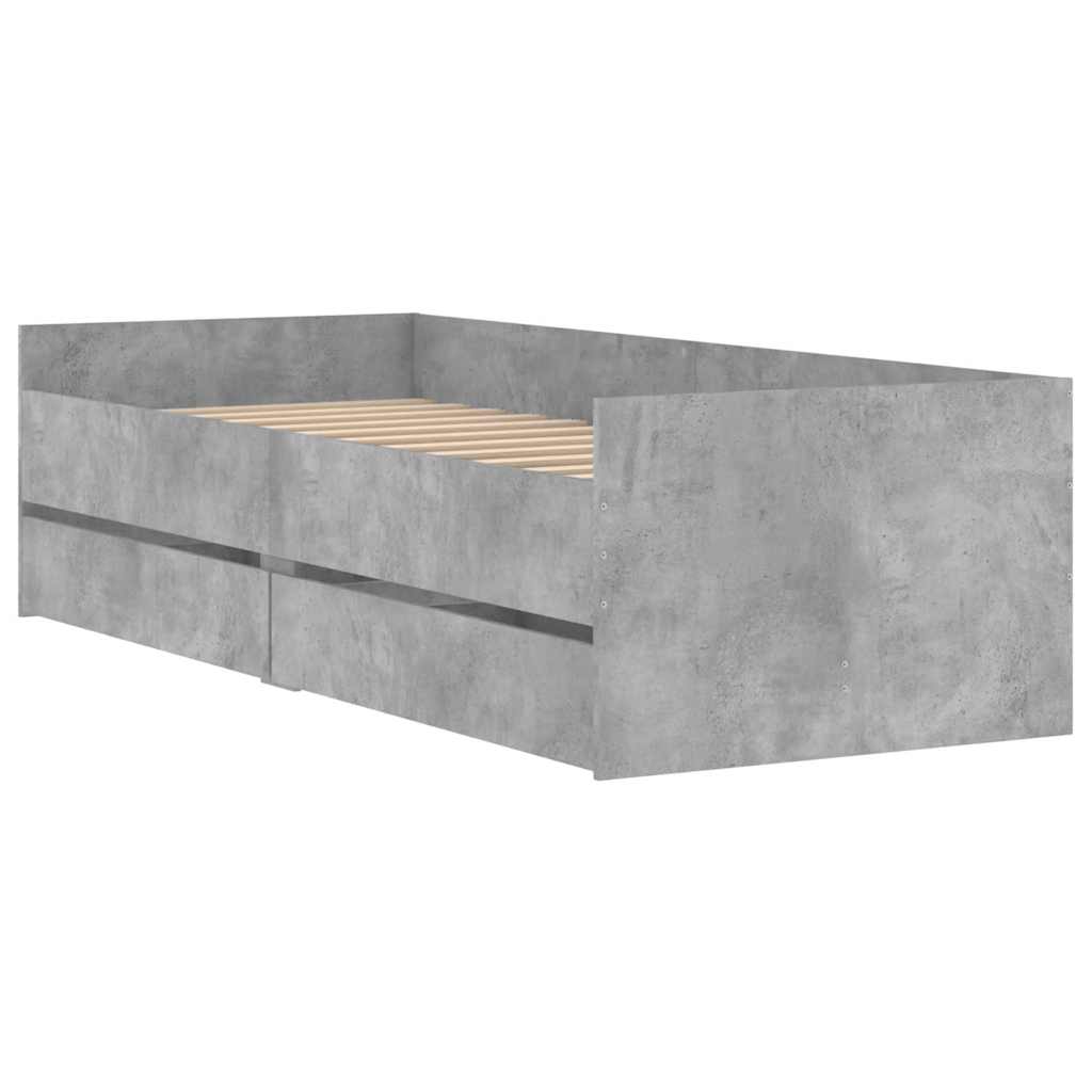 Okvir kreveta s ladicama siva boja betona 90x190 cm