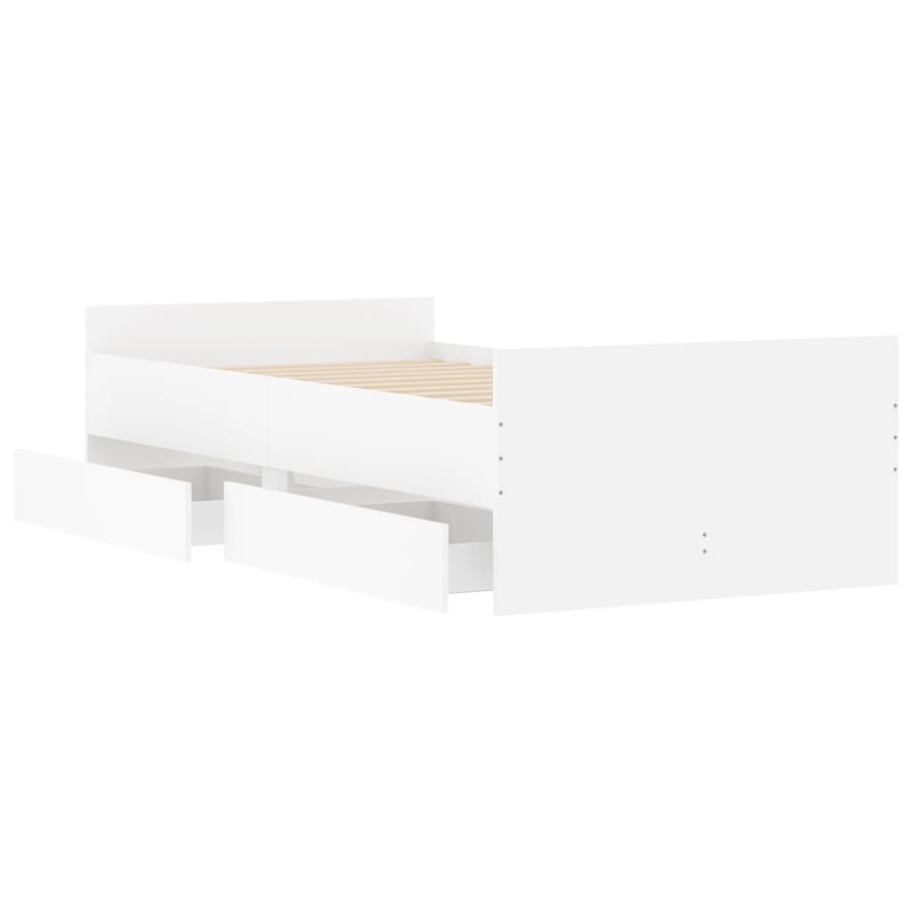Okvir kreveta s ladicama bez madraca bijeli 100x200 cm