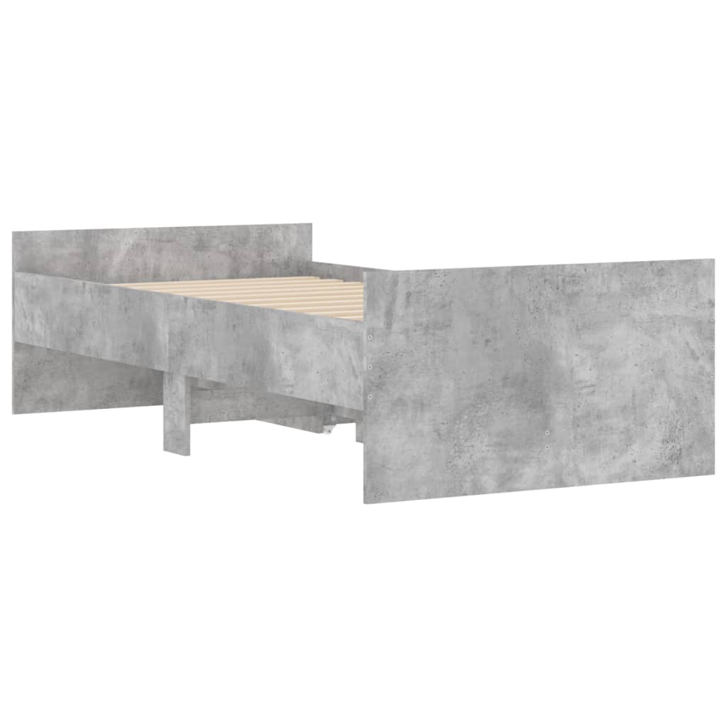 Okvir kreveta s ladicama siva boja betona 100 x 200 cm