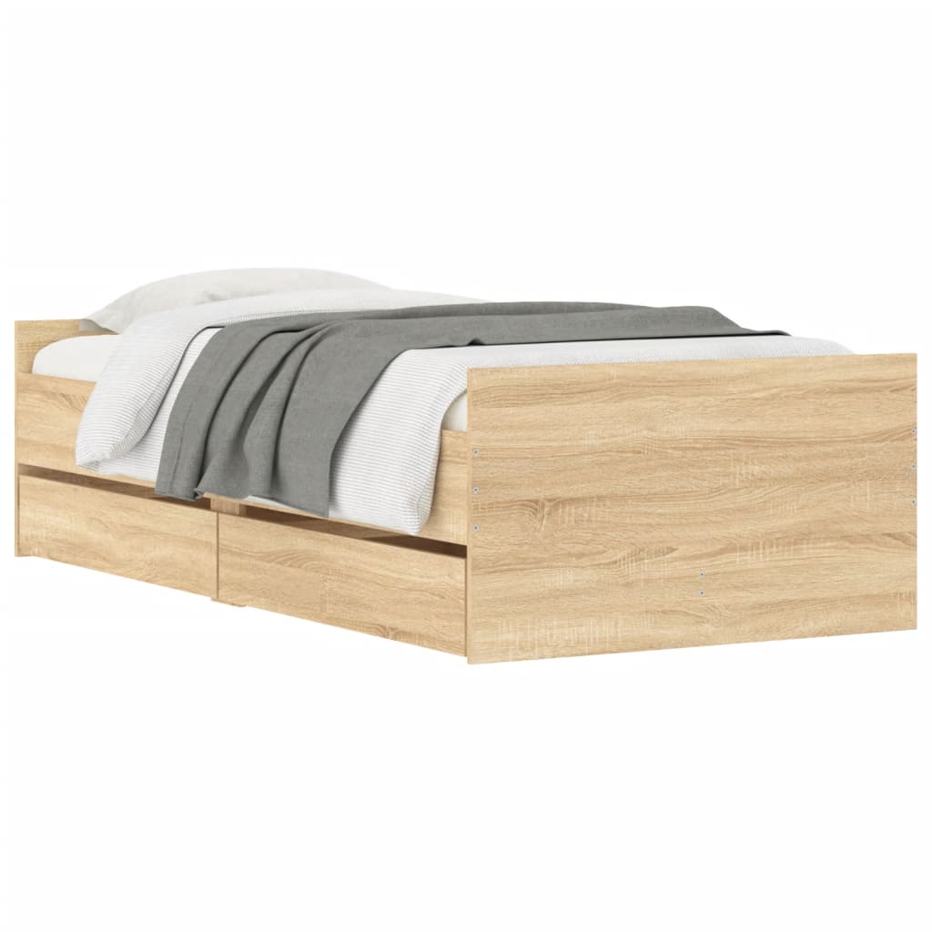 Okvir kreveta s ladicama boja hrasta 90x200 cm