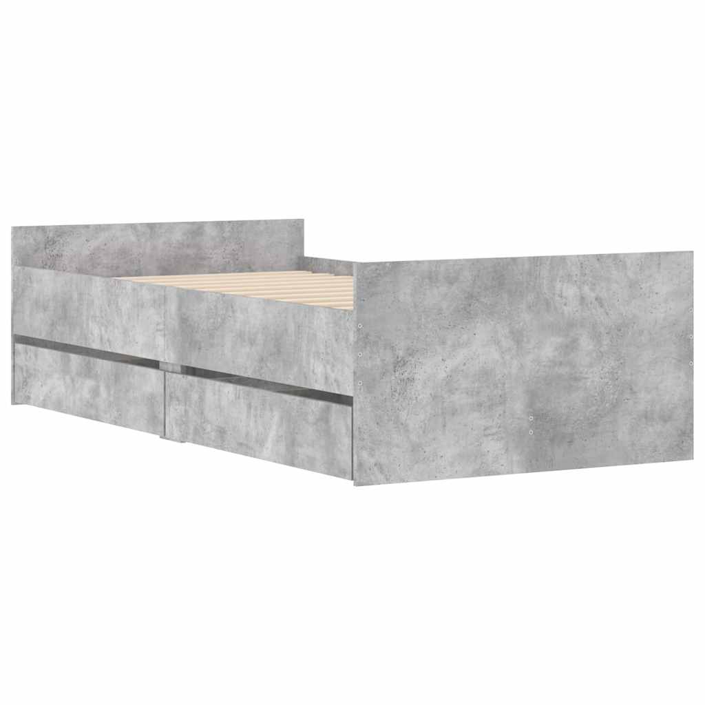 Okvir kreveta s ladicama siva boja betona 90x190 cm