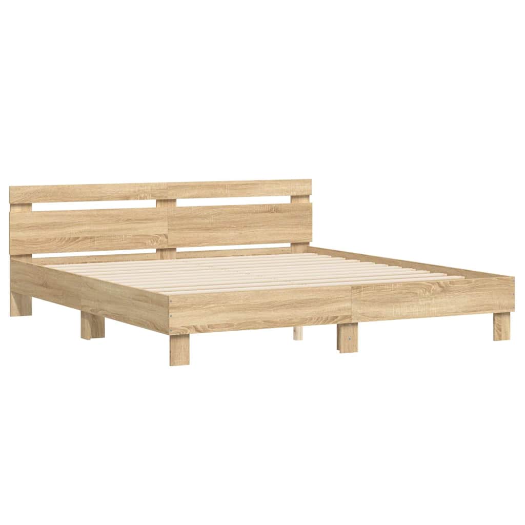 Okvir za krevet s uzglavljem boja hrasta 180x200 cm drveni