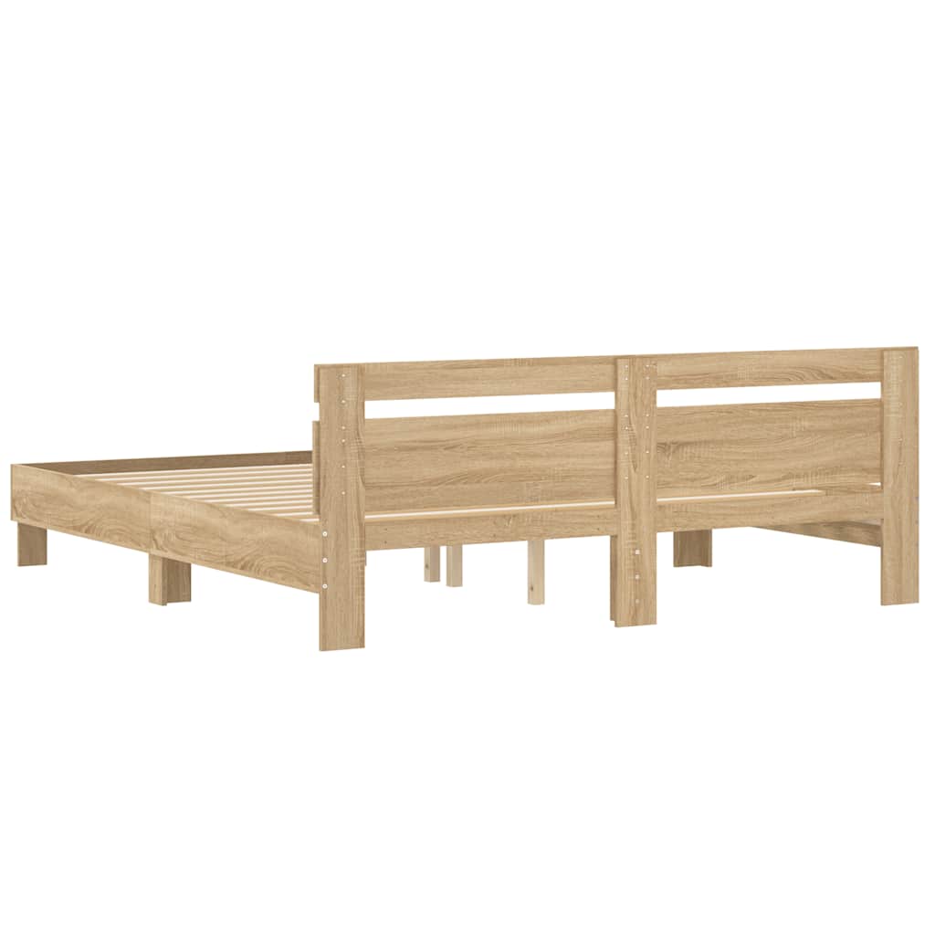 Okvir za krevet s uzglavljem boja hrasta 180x200 cm drveni