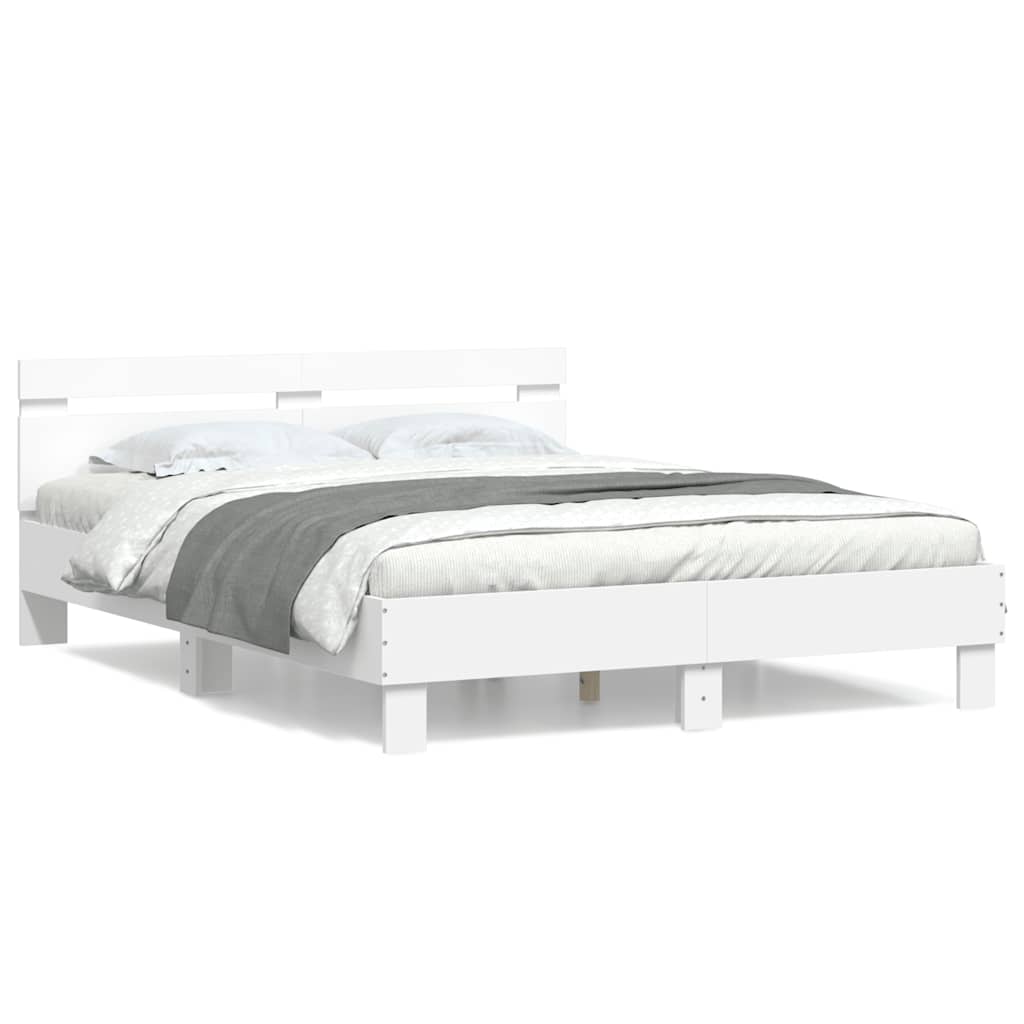 Okvir za krevet s uzglavljem bijeli 150x200cm konstruirano drvo