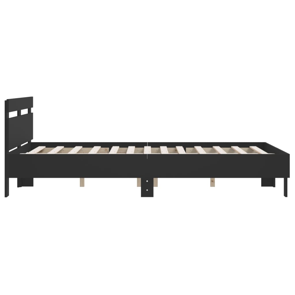 Okvir za krevet s uzglavljem crni 150x200 cm konstruirano drvo