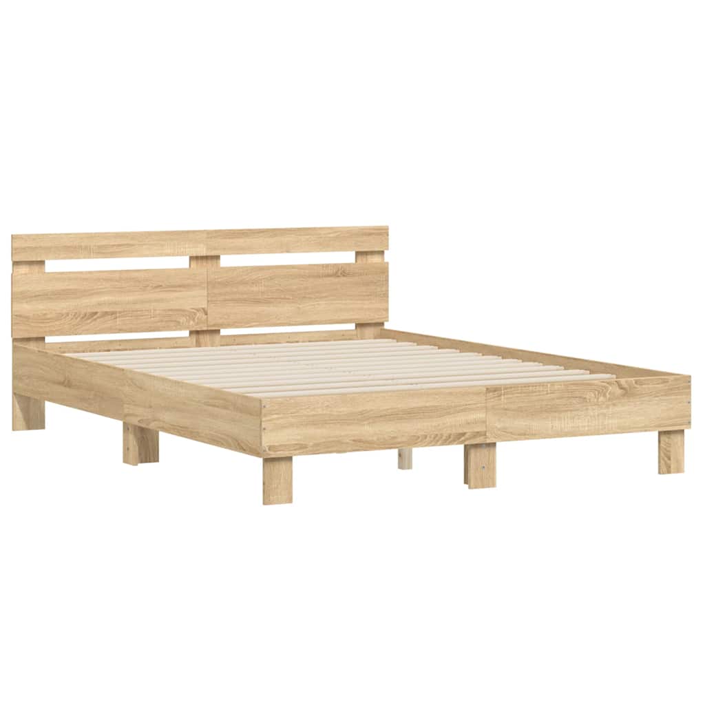 Okvir za krevet s uzglavljem boja hrasta 150x200 cm drveni