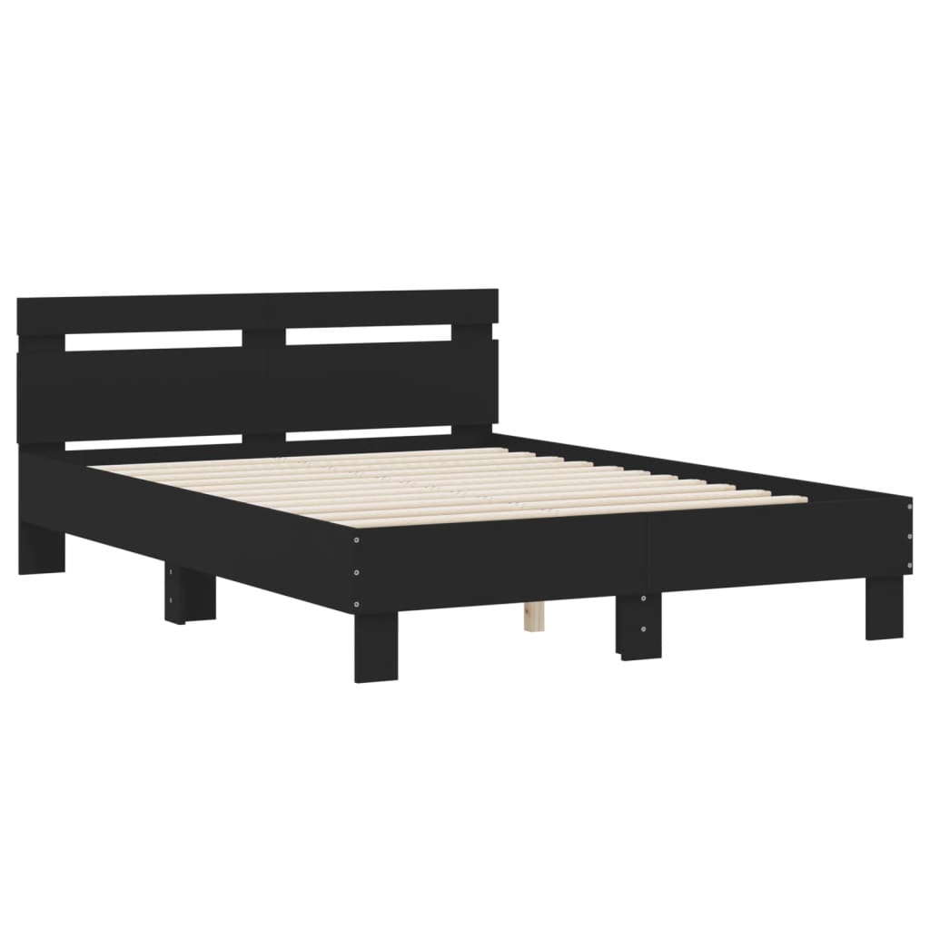 Okvir za krevet s uzglavljem crna 120x200 cm konstruiranog drva
