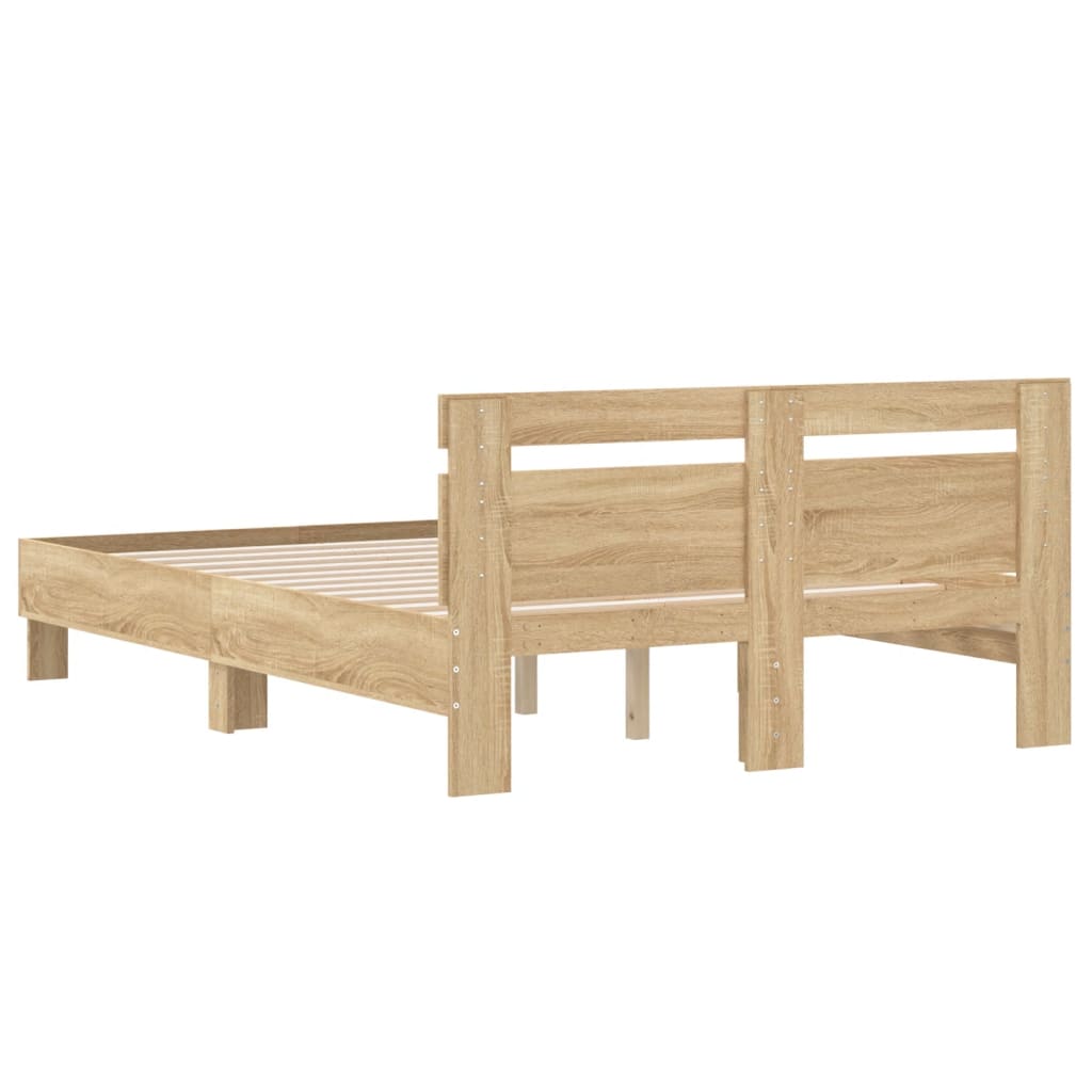 Okvir za krevet s uzglavljem boja hrasta 135x190 cm drveni