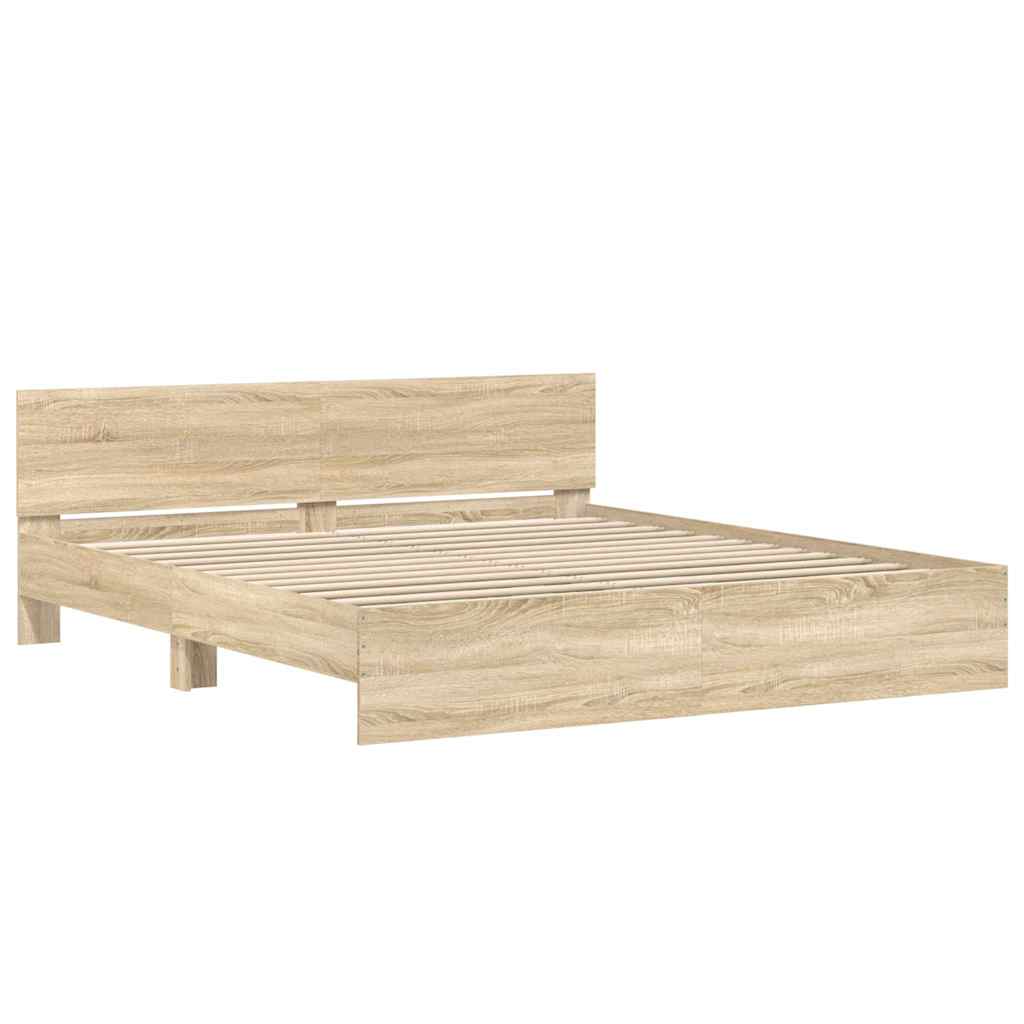 Okvir kreveta s uzglavljem boja hrasta 180x200 cm