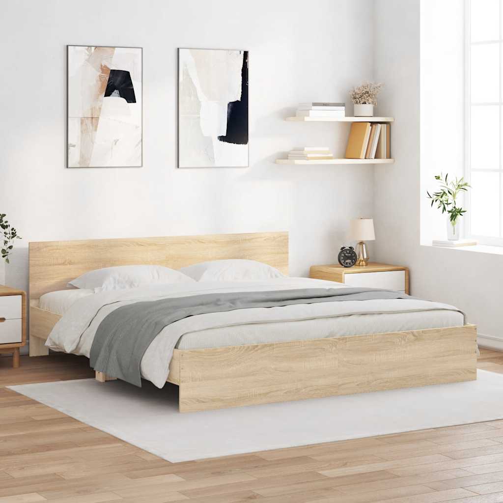 Okvir kreveta s uzglavljem boja hrasta 160 x 200 cm