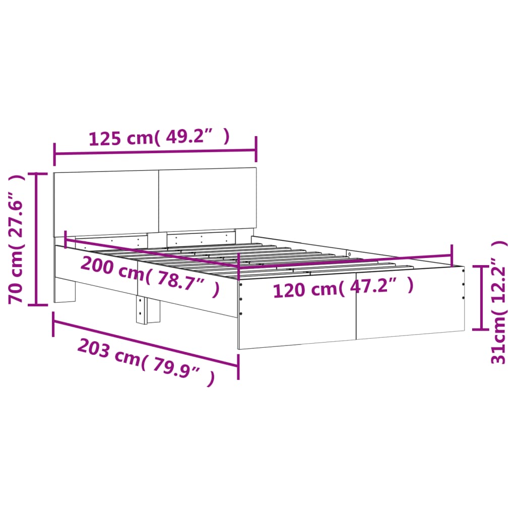 Okvir za krevet s uzglavljem crni 120x200 cm