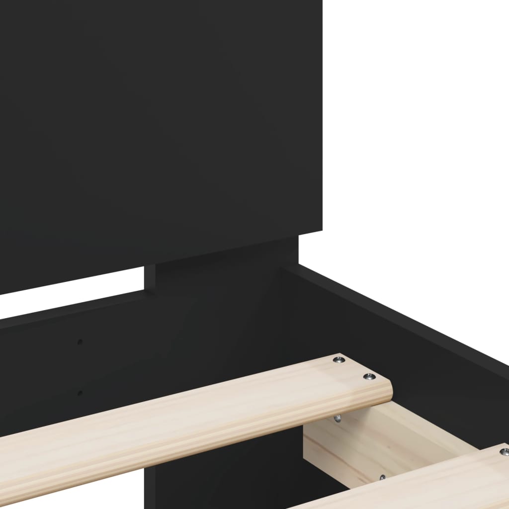 Okvir za krevet s uzglavljem i LED crni 150x200 cm