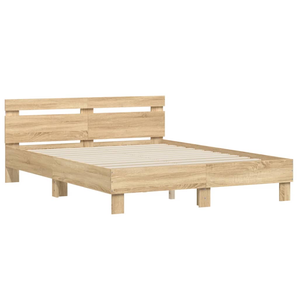 Okvir za krevet s uzglavljem i LED boja hrasta sonome 150x200cm