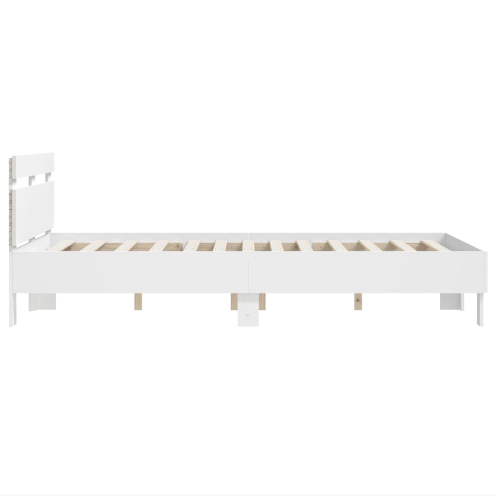 Okvir kreveta s uzglavljem i LED bijeli 120 x 200 cm