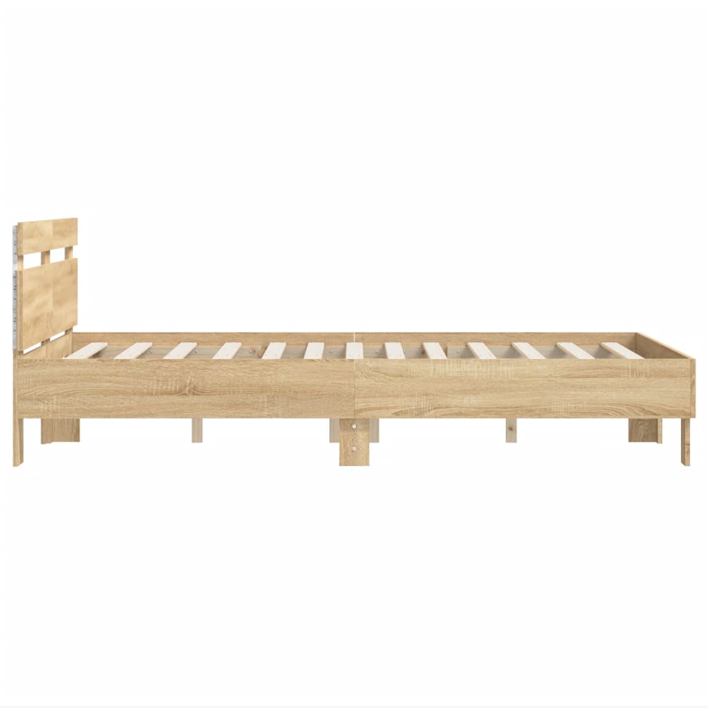 Okvir za krevet s uzglavljem i LED boja hrasta sonome 135x190cm