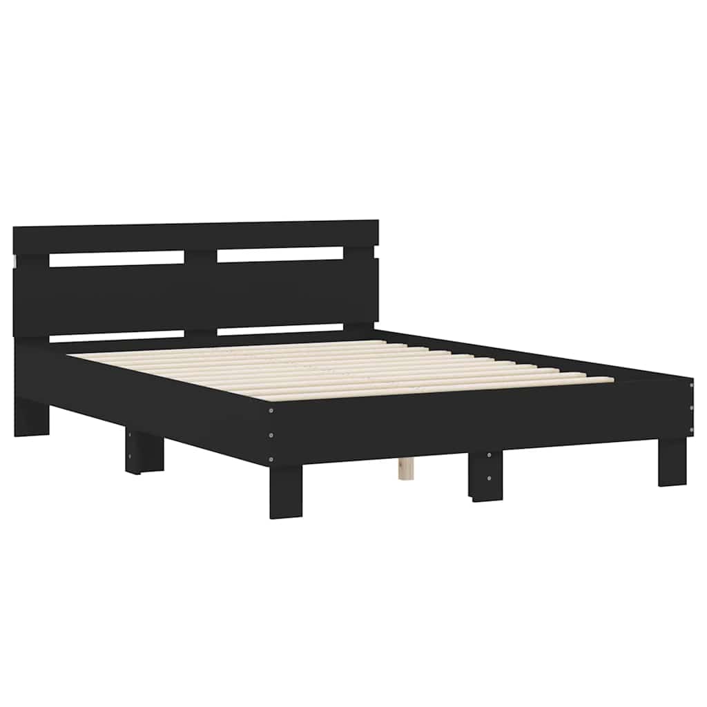 Okvir za krevet s uzglavljem i LED crni 120x190 cm