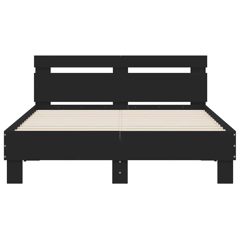 Okvir za krevet s uzglavljem i LED crni 120x190 cm