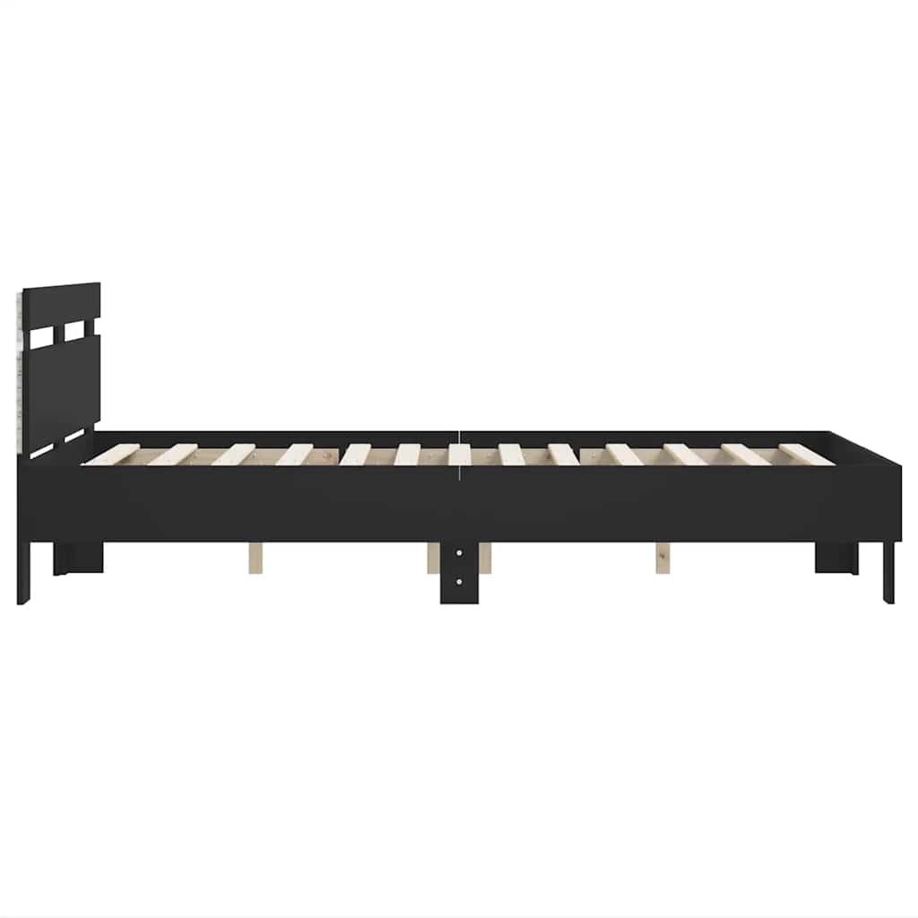 Okvir za krevet s uzglavljem i LED crni 120x190 cm