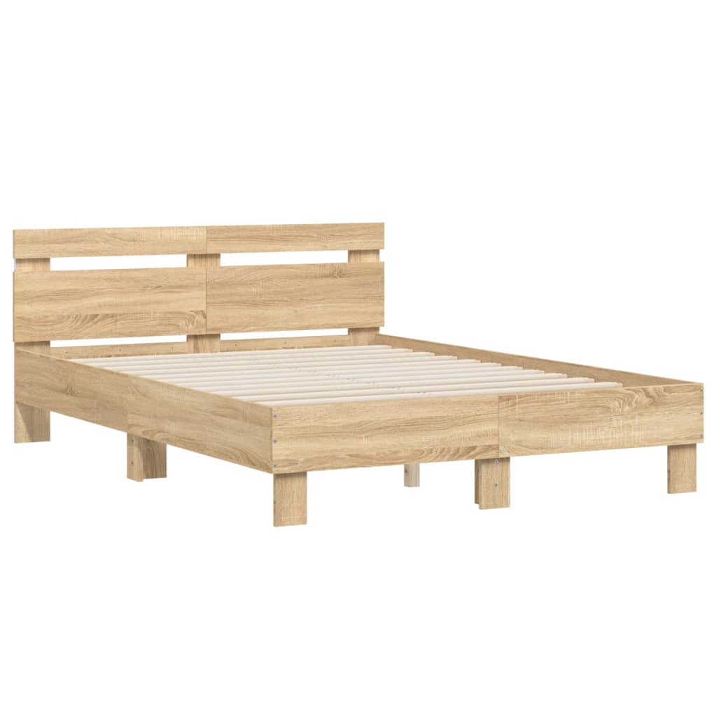 Okvir za krevet s uzglavljem i LED boja hrasta sonome 120x190cm