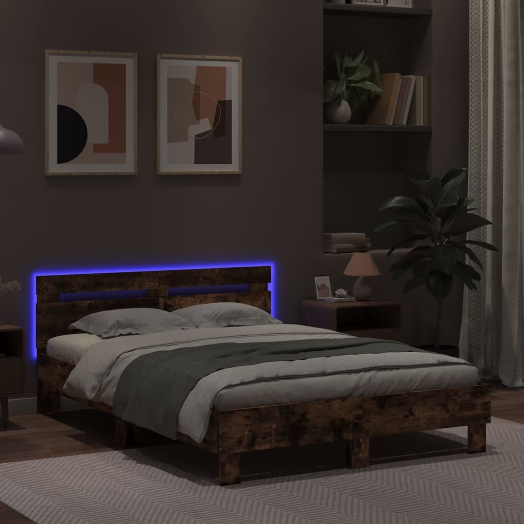 Okvir za krevet s uzglavljem i LED boja hrasta 120x190 cm