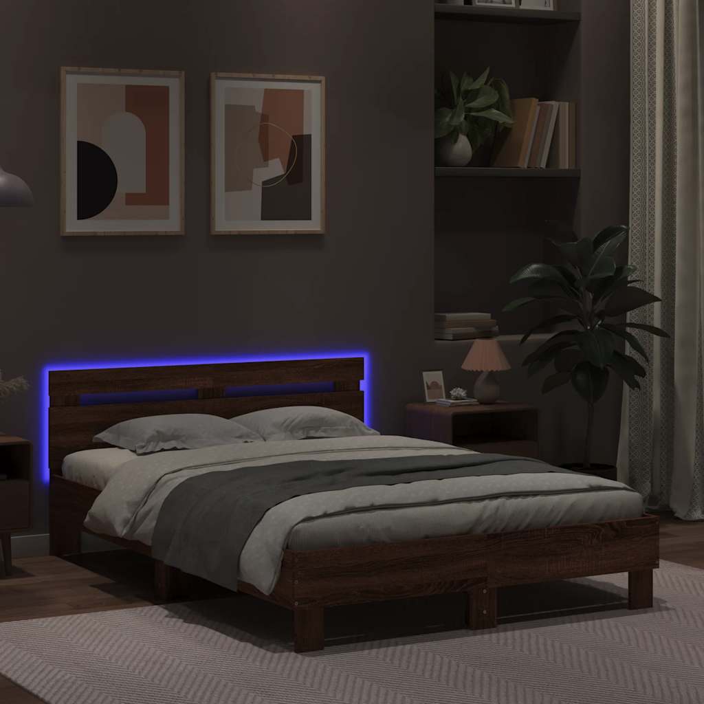 Okvir za krevet s uzglavljem i LED boja hrasta 120x190 cm