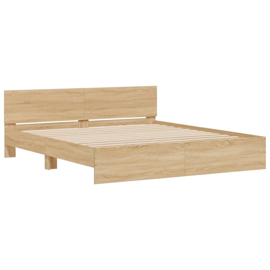 Okvir za krevet s uzglavljem i LED boja hrasta sonome 200x200cm
