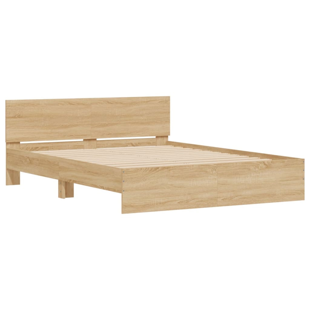 Okvir za krevet s uzglavljem i LED boja hrasta sonome 160x200cm