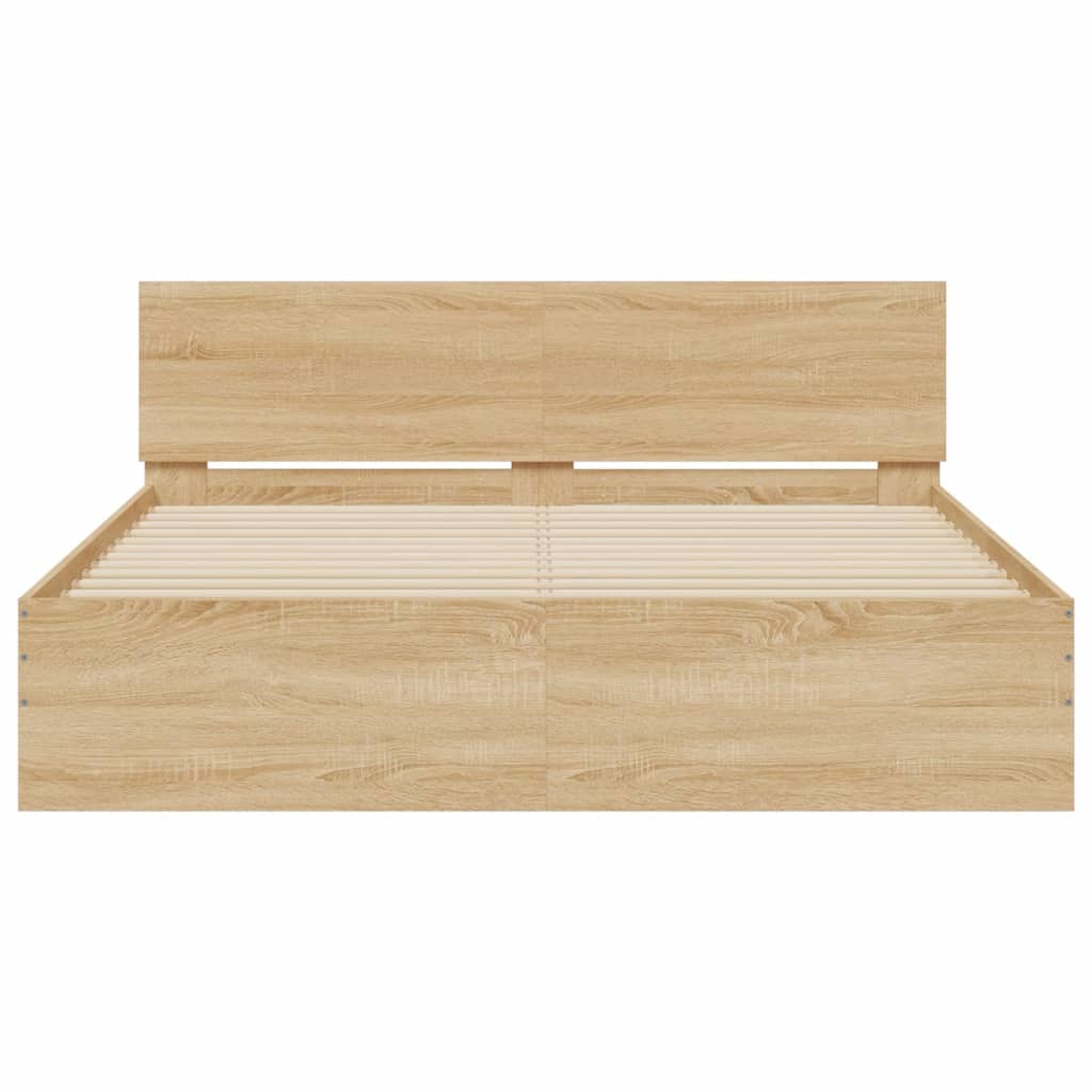 Okvir za krevet s uzglavljem i LED boja hrasta sonome 160x200cm