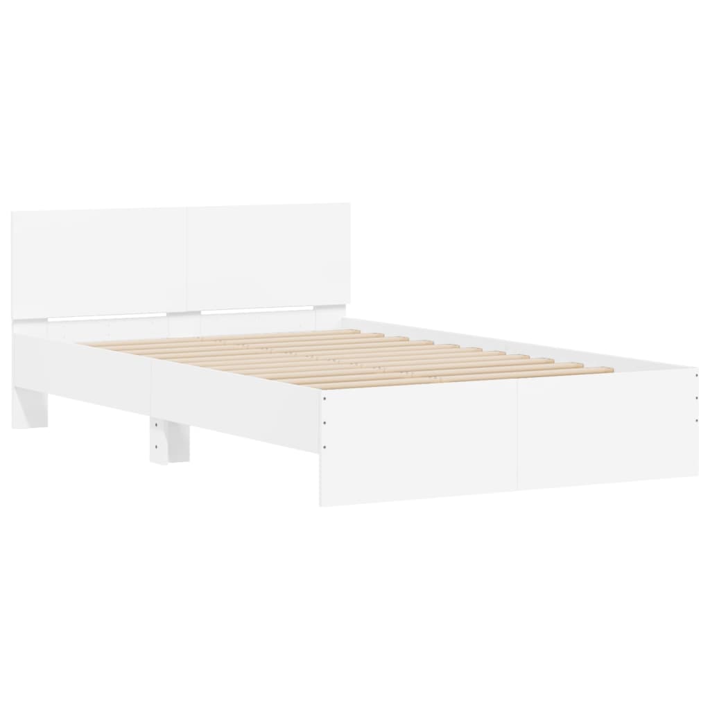 Okvir za krevet s uzglavljem i LED bijeli 135x190 cm