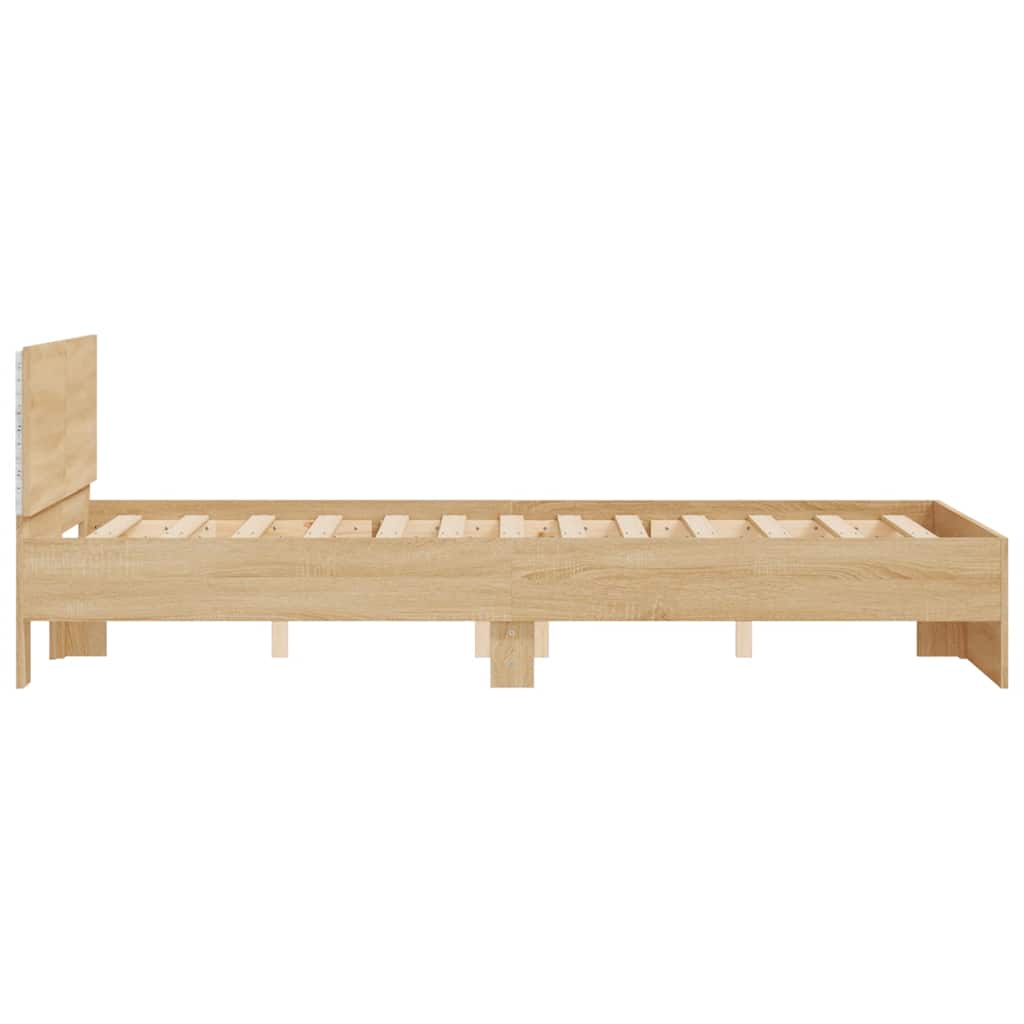 Okvir za krevet s uzglavljem i LED boja hrasta sonome 135x190cm