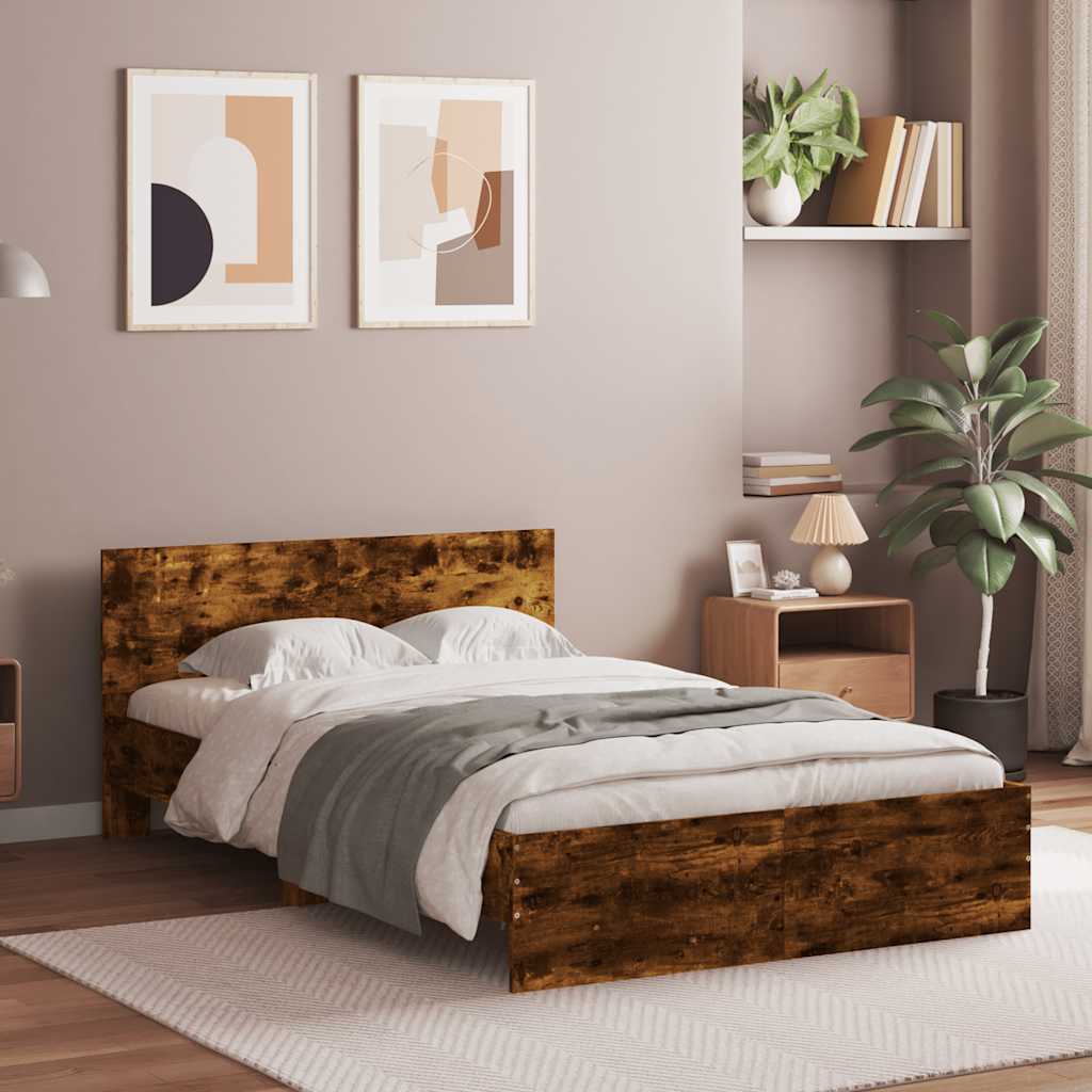 Okvir za krevet s uzglavljem i LED boja hrasta 135x190 cm