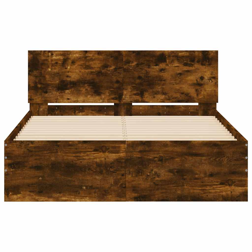Okvir za krevet s uzglavljem i LED boja hrasta 135x190 cm
