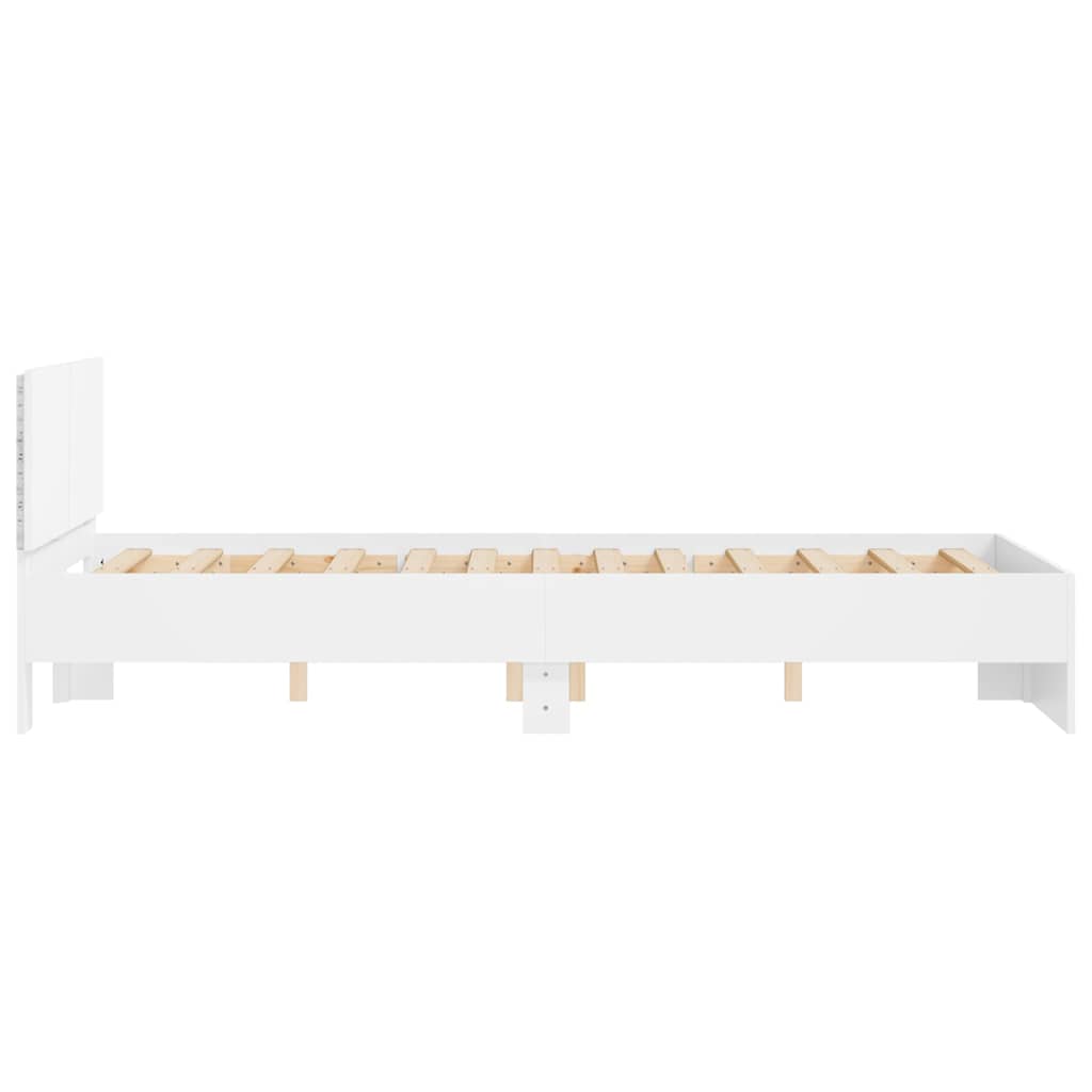 Okvir za krevet s uzglavljem i LED svjetlima bijeli 120x190 cm