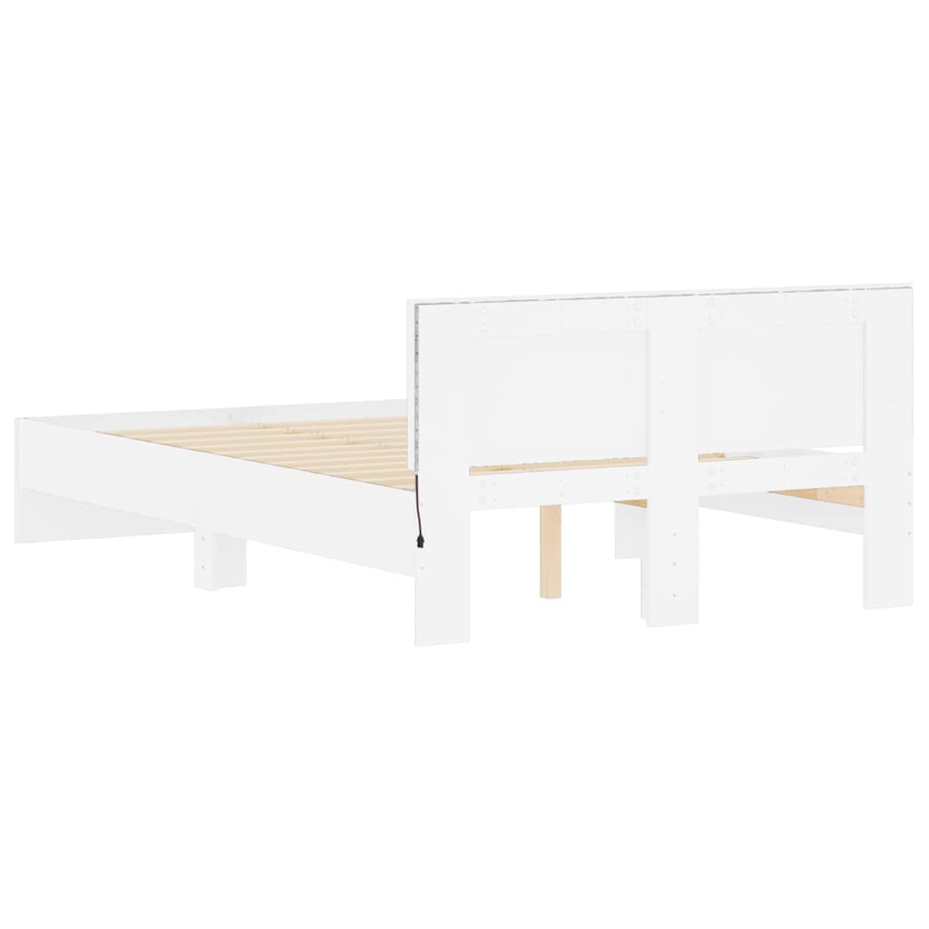Okvir za krevet s uzglavljem i LED svjetlima bijeli 120x190 cm