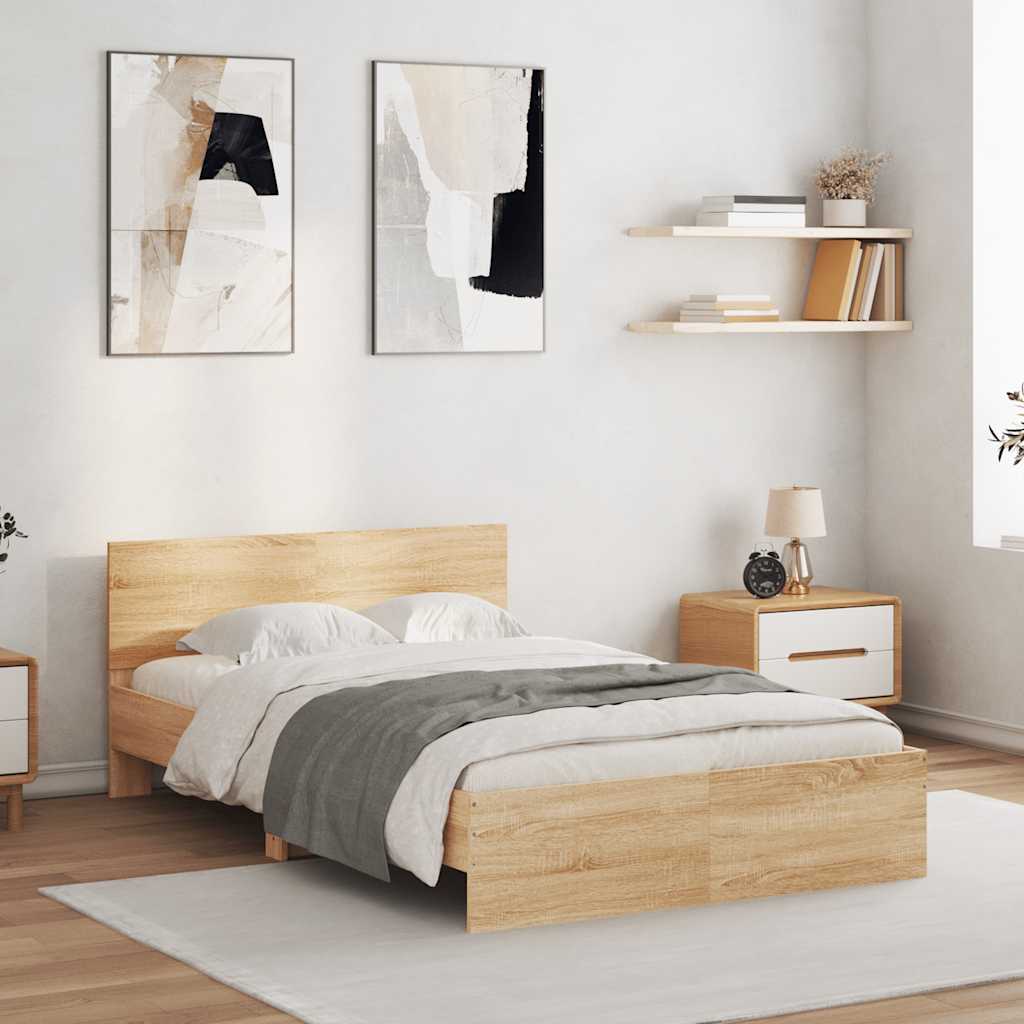 Okvir za krevet s uzglavljem i LED boja hrasta sonome 120x190cm