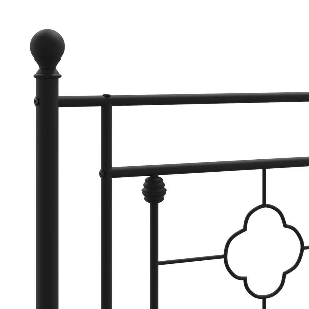 Metalni okvir za krevet s uzglavljem crni 75x190 cm
