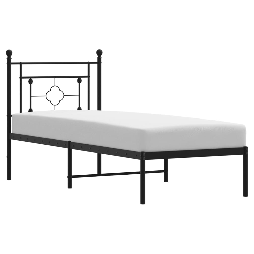 Metalni okvir za krevet s uzglavljem crni 80x200 cm