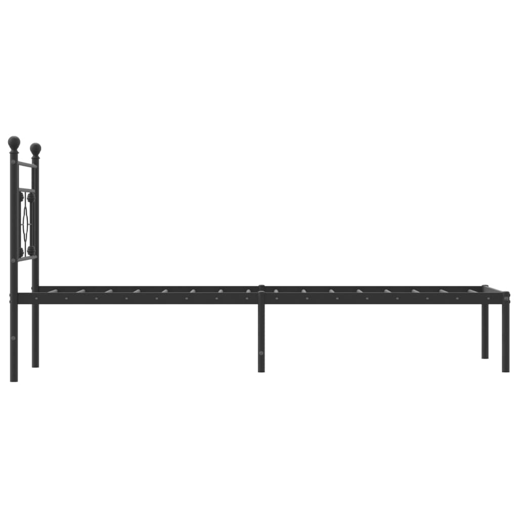 Metalni okvir za krevet s uzglavljem crni 80x200 cm