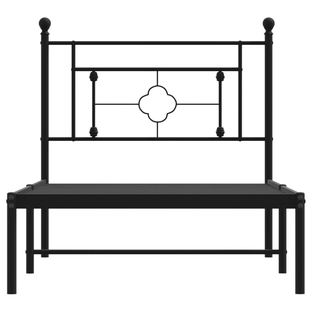 Metalni okvir za krevet s uzglavljem crni 100x190 cm
